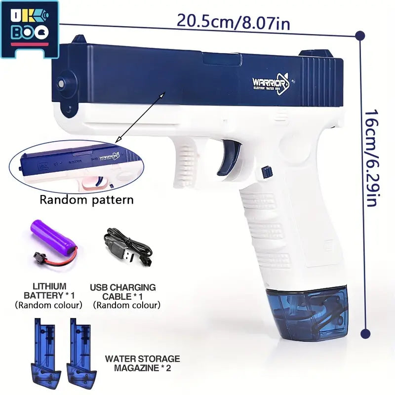 Rechargeable USB Electric Water Gun - 500mAh Battery, BPA-Free Safe ABS Plastic, Dual Magazine, Perfect for Adults, Pool & Beach Fun