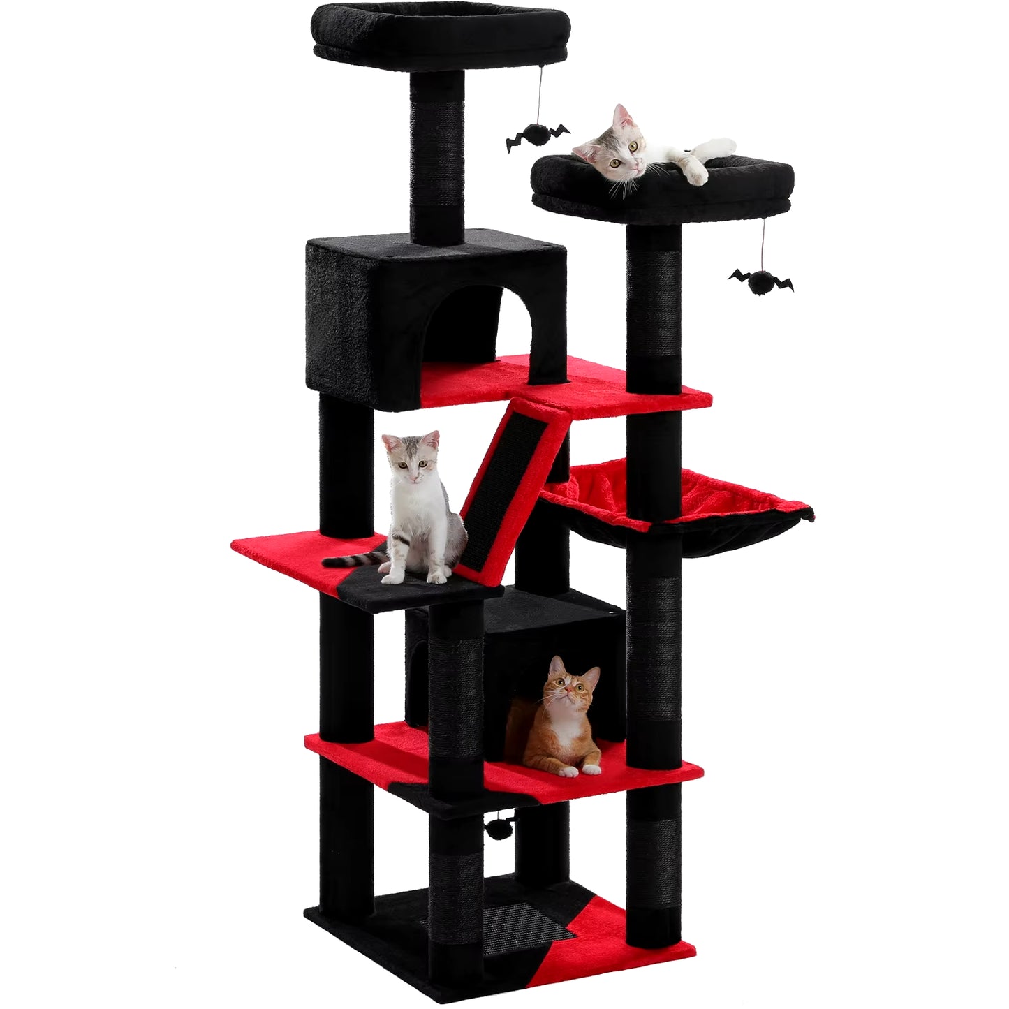 Large Multi-Level Cat Tree Tower for Indoor Cats - Plush Cat Condo with Scratching Posts, Boards, Perches, and Cozy Caves