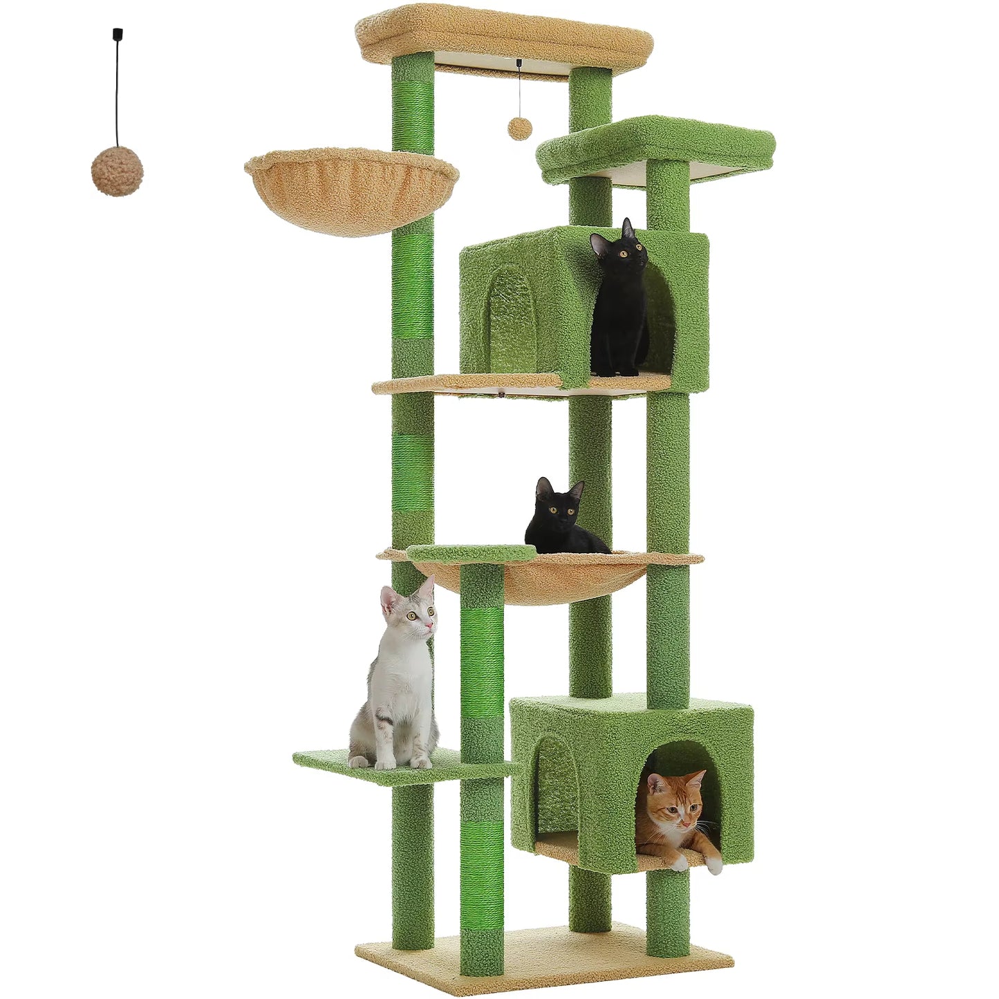 Large Multi-Level Cat Tree Tower for Indoor Cats - Plush Cat Condo with Scratching Posts, Boards, Perches, and Cozy Caves