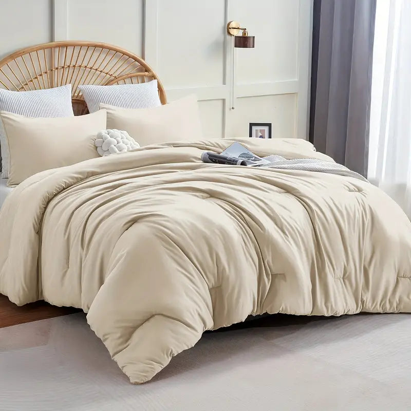 Luxury 3-Piece Comforter Set - Ultra Soft &amp; Breathable Quilted Bedding for All Seasons