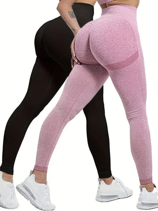 2-Pack High Waisted Breathable Yoga Pants – Solid Color Butt Lifting Activewear for Running, Gym Fitness & Casual Fall/Winter Style