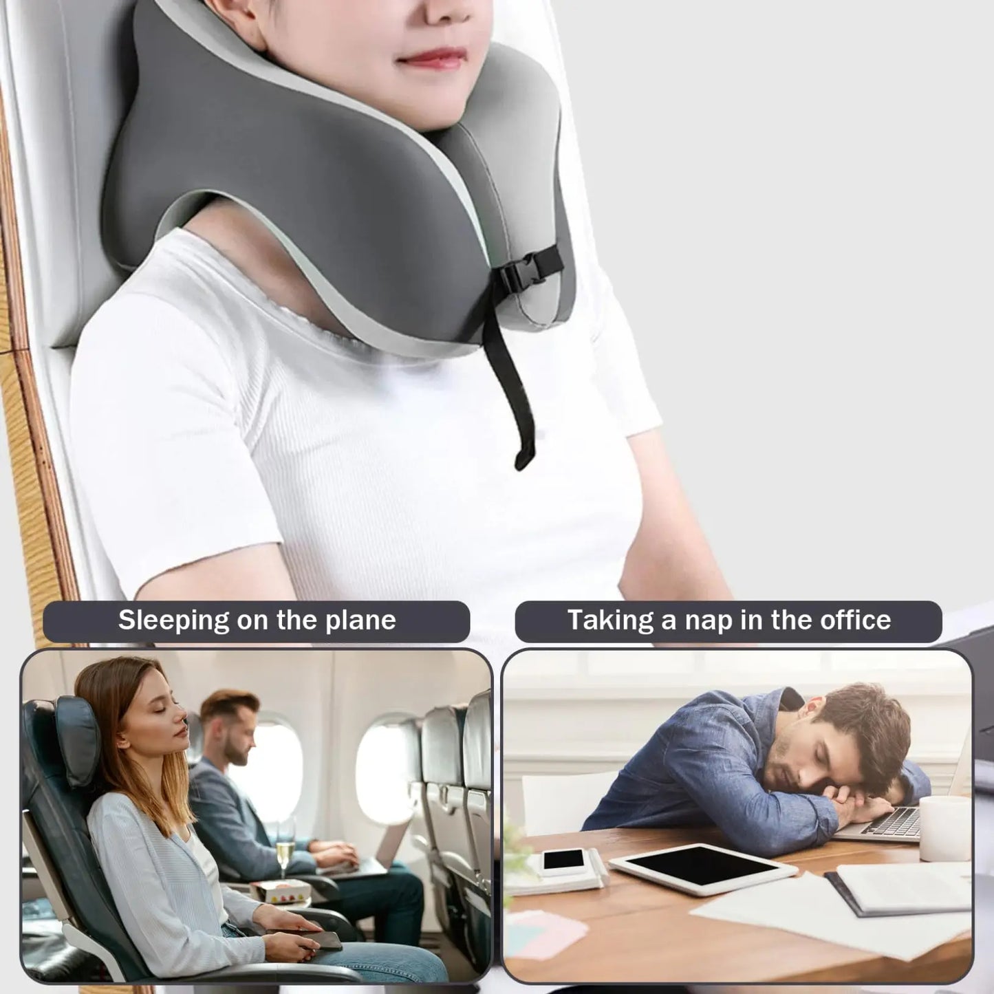 2-in-1 Travel Pillow | Face-Down Cooling Gel Memory Foam Pillow for Desk Naps & Travel Comfort