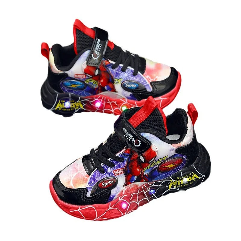 Spider-Man LED Kids Sneakers – Light-Up Cartoon Shoes for Boys