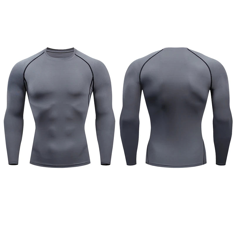 Men’s Compression Long Sleeve Running T-Shirt | Dry Fit Tight Gym & Training Sportswear