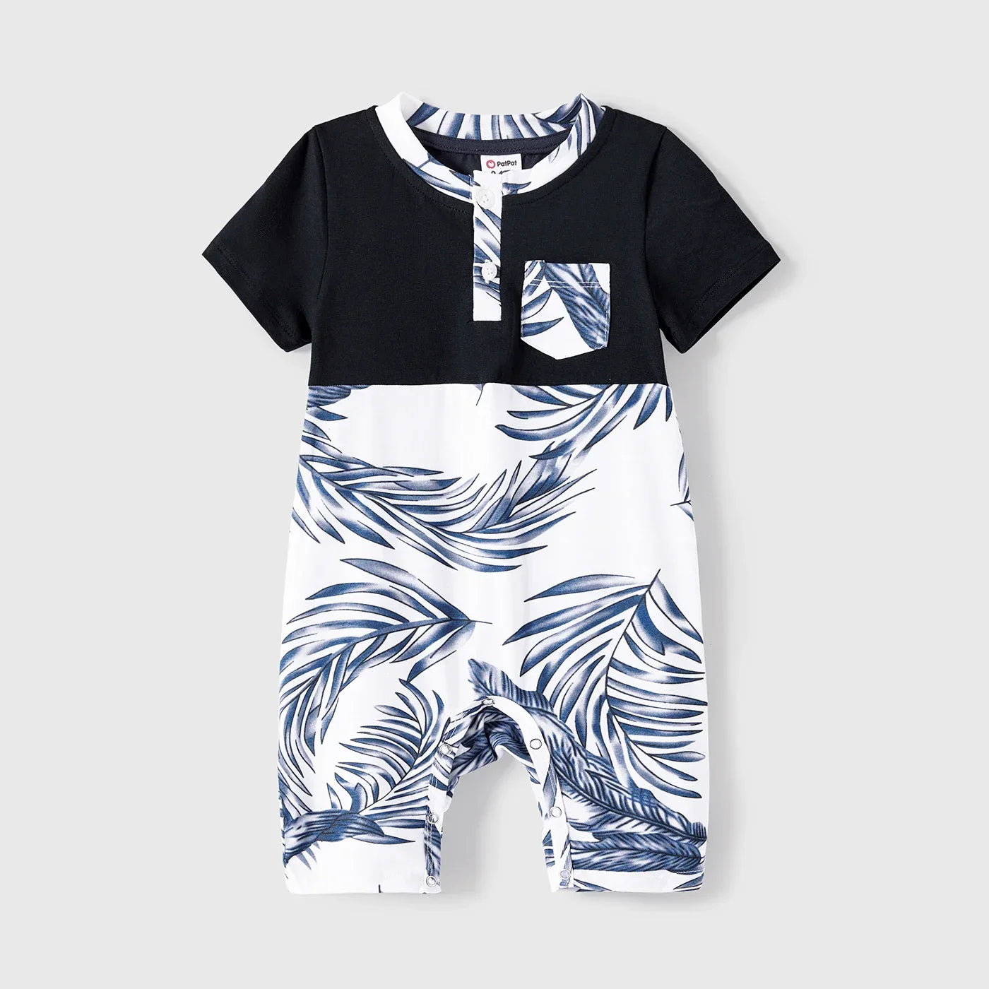 Summer Family Matching Outfits: Short-Sleeve T-Shirts & Plant Print Ruffle Dresses