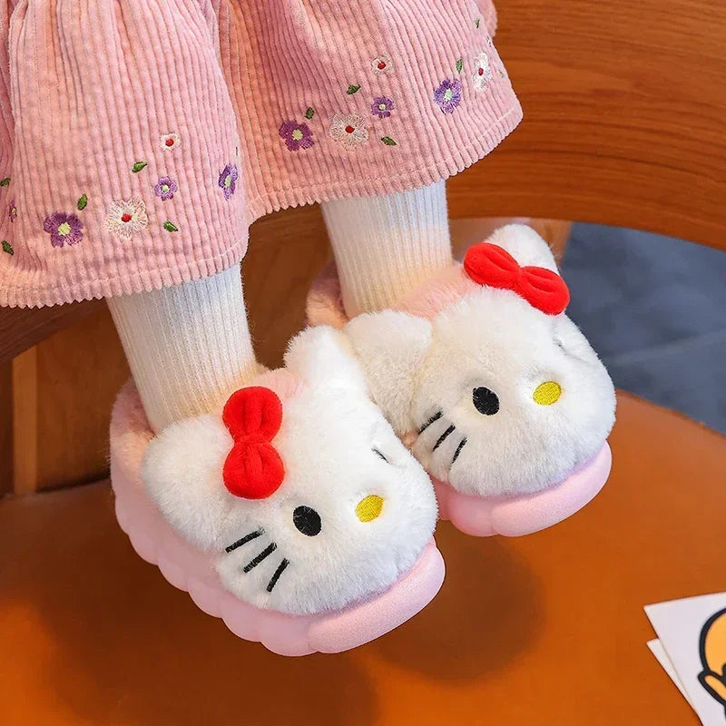 Fluffy Winter Cartoon Kids' Slippers – Non-Slip, Soft, Warm Indoor Shoes for Boys & Girls