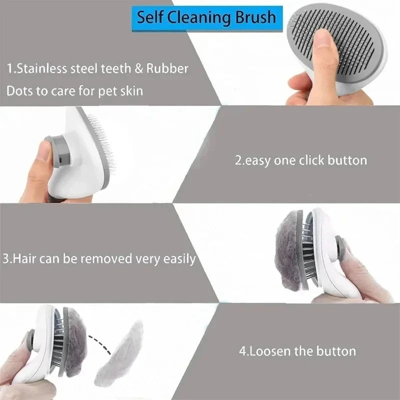 Self-Cleaning Pet Hair Remover Brush for Dogs & Cats – Grooming Tool for Easy Dematting and Shedding Control