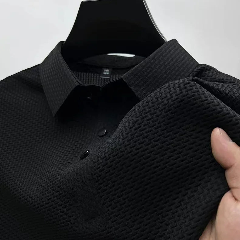 Summer T Shirt Mesh Ice Silk Cool down Breathable Short Sleeve Men's Shirt Collar Solid Polo Shirt Half Sleeve Men Clothing