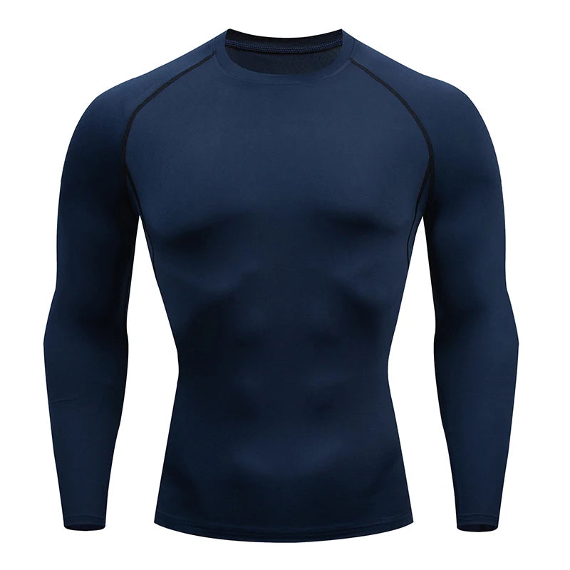 Men’s Compression Long Sleeve Running T-Shirt | Dry Fit Tight Gym & Training Sportswear