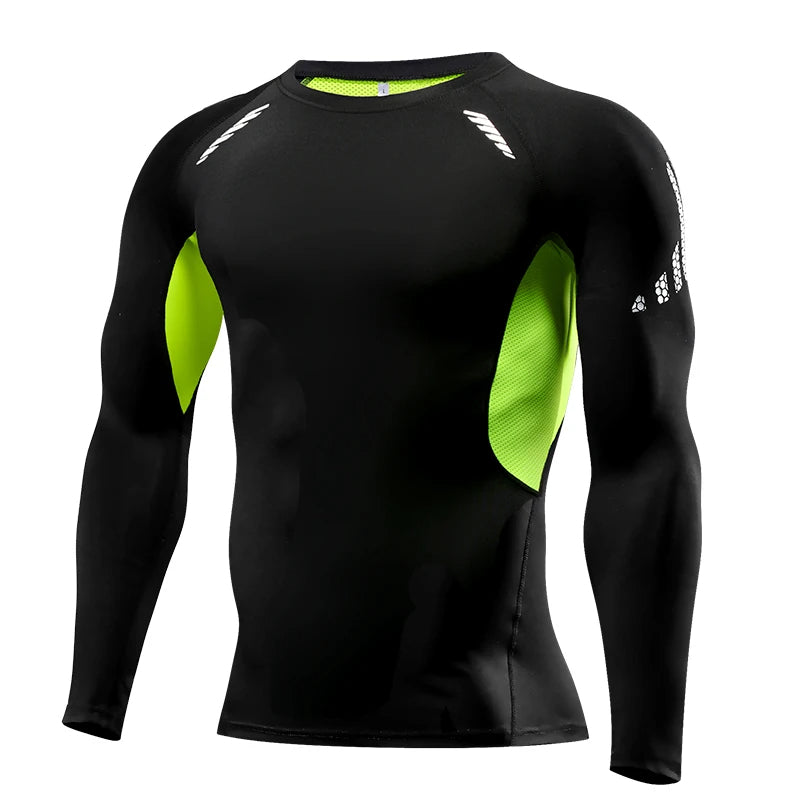 Men’s Compression Long Sleeve Running T-Shirt | Dry Fit Tight Gym & Training Sportswear