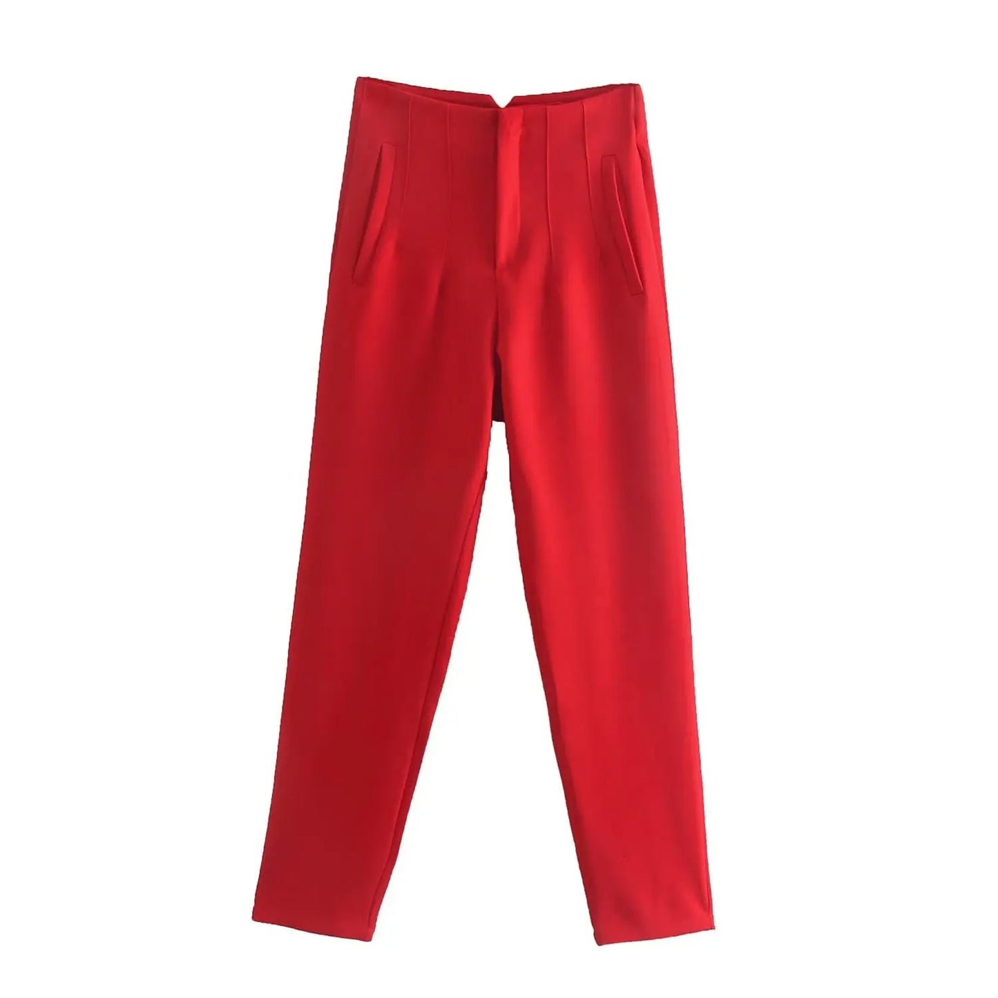 Chic High-Waist Vintage Women’s Straight Pants | Stylish Full-Length Trousers