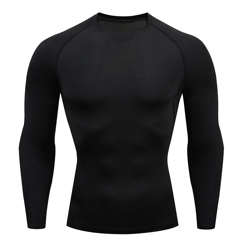 Men’s Compression Long Sleeve Running T-Shirt | Dry Fit Tight Gym & Training Sportswear