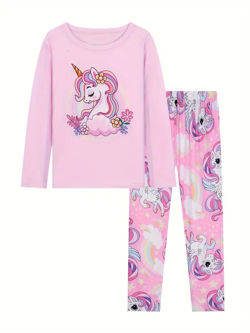 Kids' Cartoon Pajama Set - 3pc Bundle | Long Sleeve, Flame Retardant Sleepwear