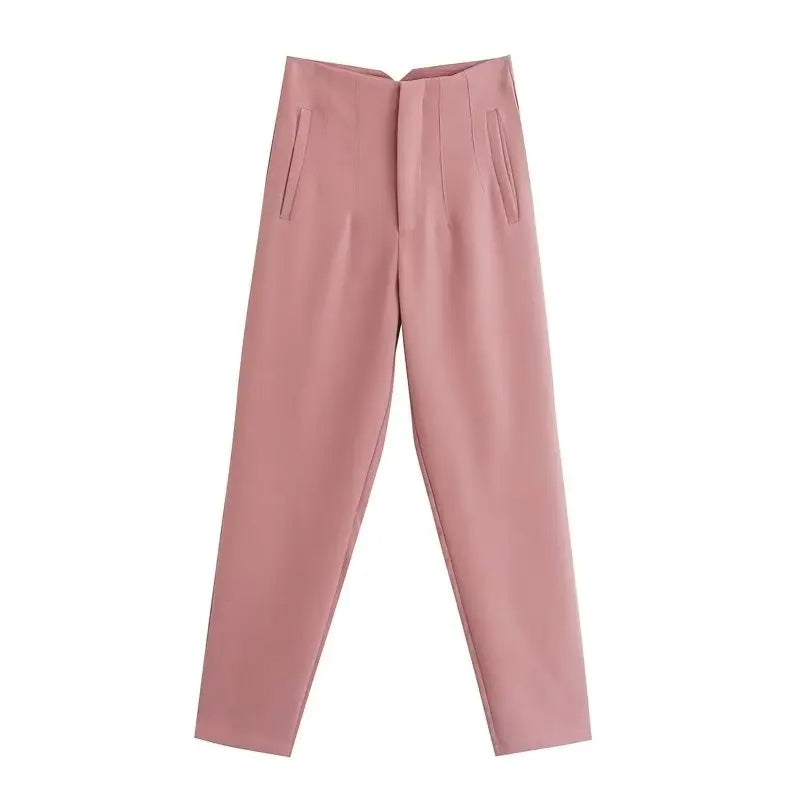 Chic High-Waist Vintage Women’s Straight Pants | Stylish Full-Length Trousers