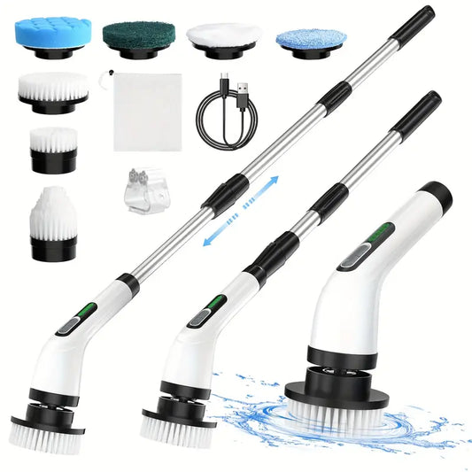 2024 Electric Spin Scrubber, Dual Adjustable Speeds Cordless Electric Scrubber For Cleaning, Adjustable & Detachable Handle Shower Scrubber With 7 Replaceable Brush Heads For Floor, Bathroom, Tub, Tile