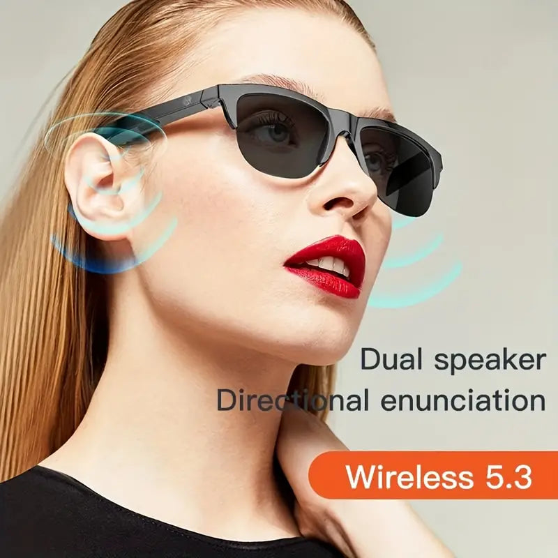 Smart Glasses with Open Ear Sound and Hands-Free Calling | Wireless Audio Glasses for Men & Women | Blue Light Filter & Polarized Lenses Compatible with All Smart Devices