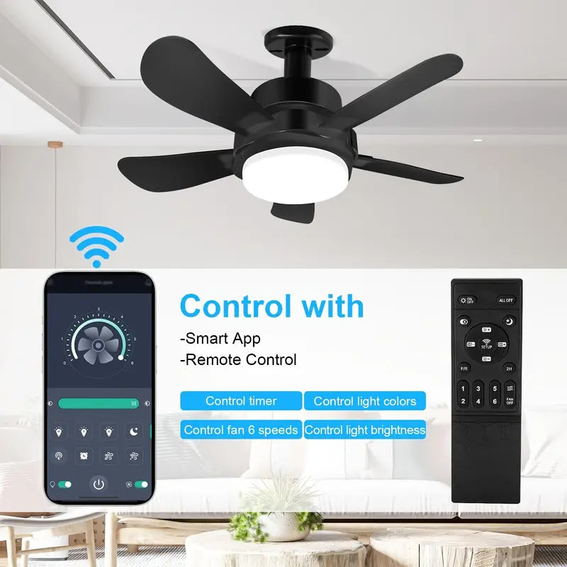 Compact Ceiling Fan Light with Remote Control | E26/E27 Easy Install Ceiling Fan for Any Room