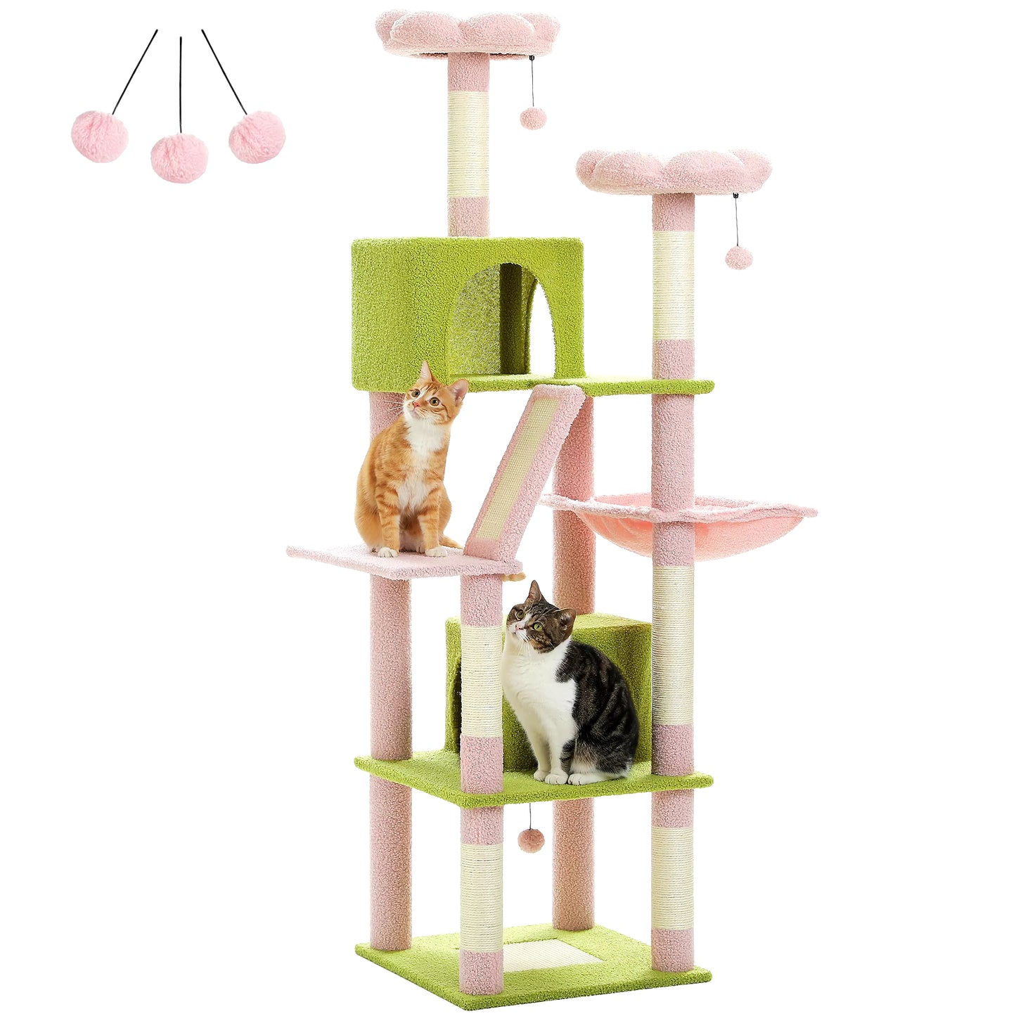 Large Multi-Level Cat Tree Tower for Indoor Cats - Plush Cat Condo with Scratching Posts, Boards, Perches, and Cozy Caves