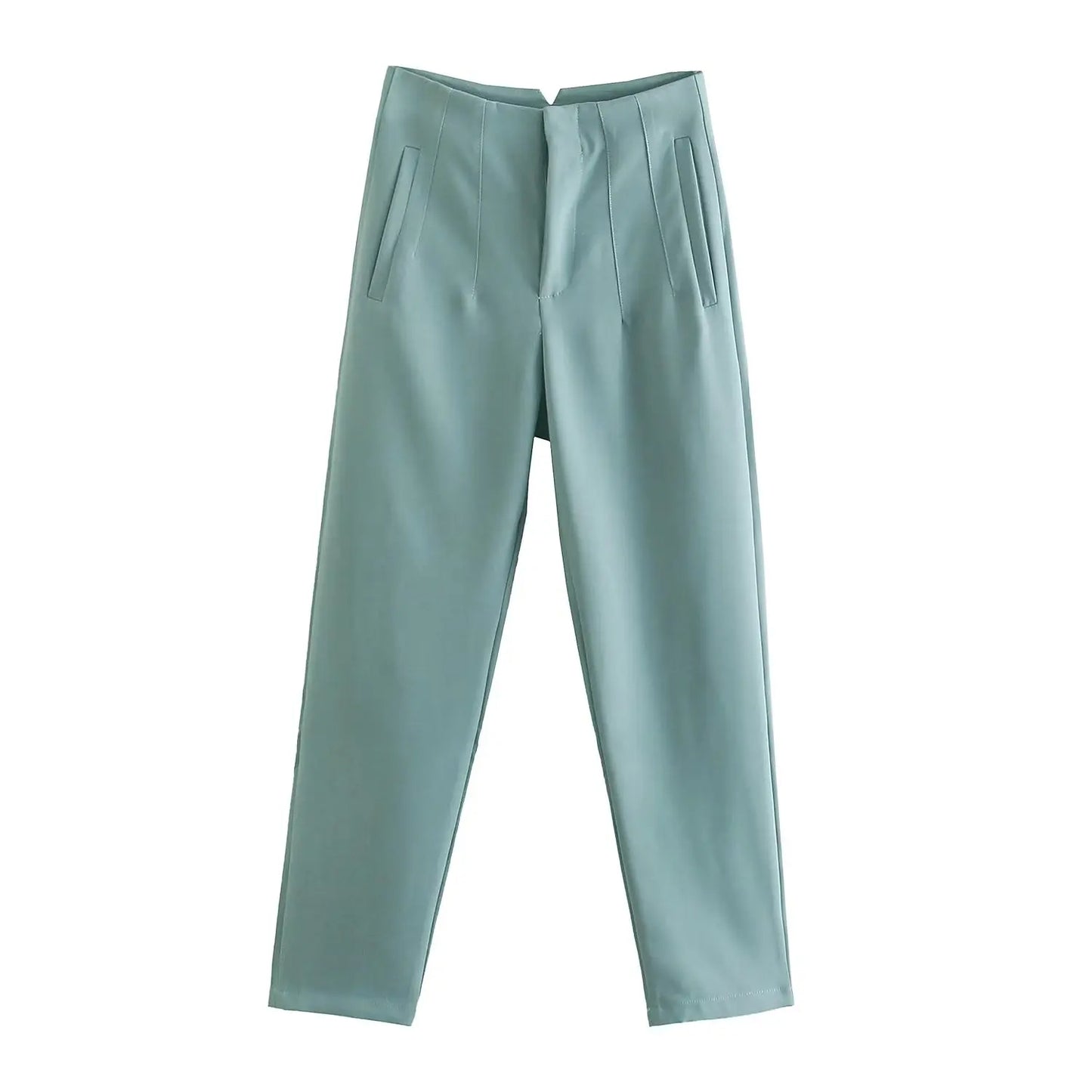 Chic High-Waist Vintage Women’s Straight Pants | Stylish Full-Length Trousers