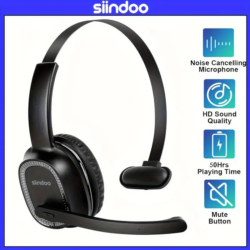 ProTruck Wireless Headset - Crystal-Clear ENC Calls, Noise Cancellation, Long-Lasting 5.2 Headset for Office, Truck Drivers, Customer Service, Telephone Operators - Comfortable, Adjustable, and Durable