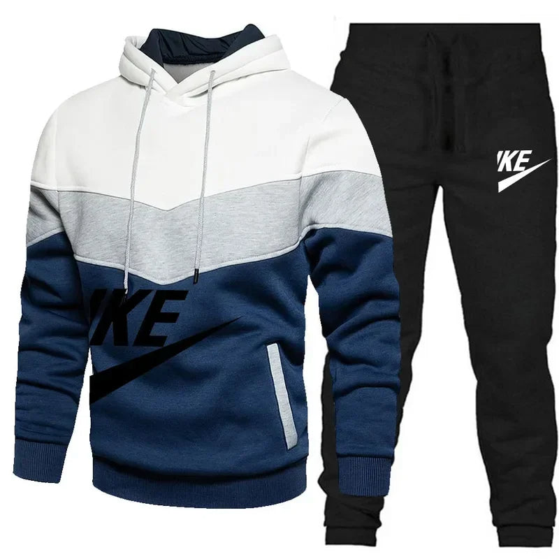 2024 New Men Autumn Winter Sets Zipper Hoodie Pants Pieces Casual Tracksuit Male Sportswear Brand Clothing Sweatsuit