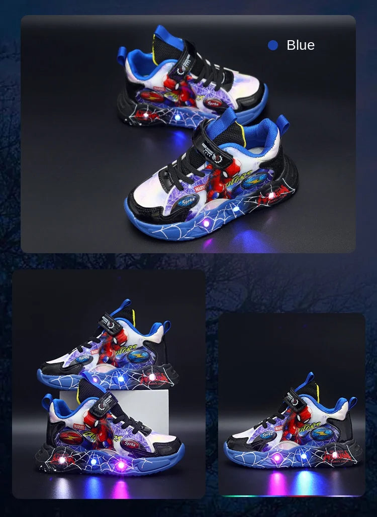 Spider-Man LED Kids Sneakers – Light-Up Cartoon Shoes for Boys