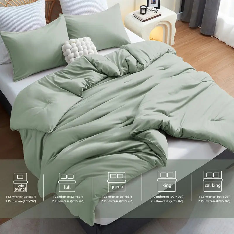 Luxury 3-Piece Comforter Set - Ultra Soft &amp; Breathable Quilted Bedding for All Seasons