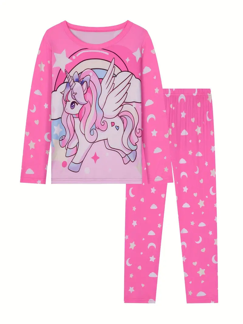 Kids' Cartoon Pajama Set - 3pc Bundle | Long Sleeve, Flame Retardant Sleepwear