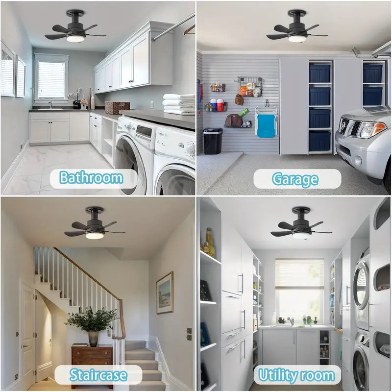 Compact Ceiling Fan Light with Remote Control | E26/E27 Easy Install Ceiling Fan for Any Room