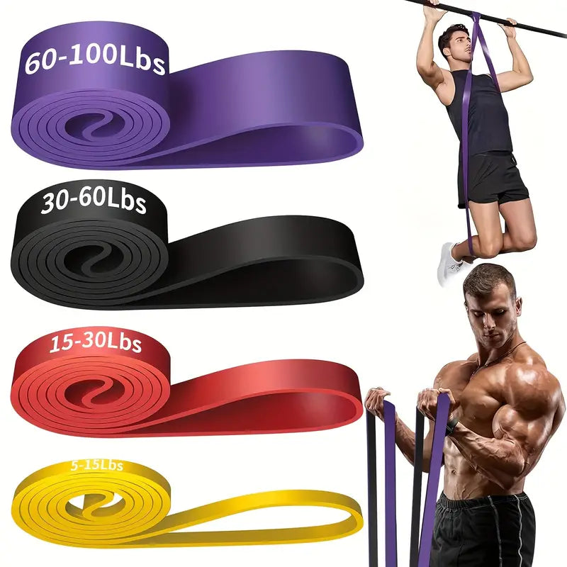 4pcs TPE Resistance Bands Set - Stackable Medium Tension Exercise Bands for Fitness, Strength Training, and Muscle Toning