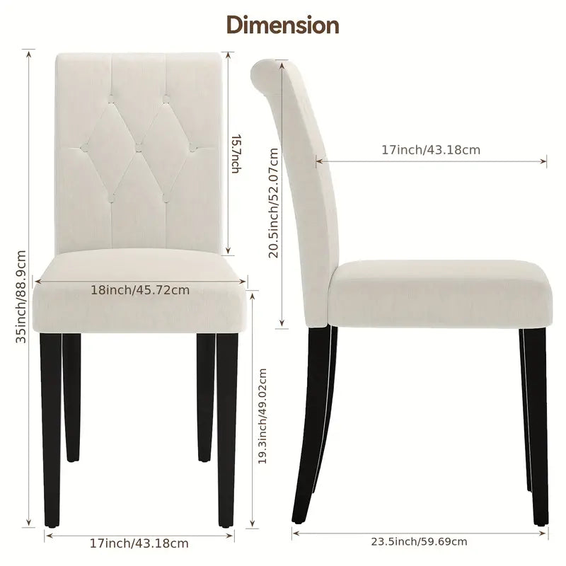 Elegant Set of 4 Modern Button Tufted Parsons Dining Chairs - White