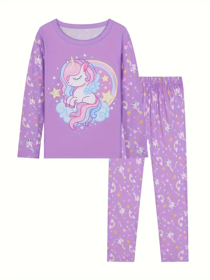 Kids' Cartoon Pajama Set - 3pc Bundle | Long Sleeve, Flame Retardant Sleepwear