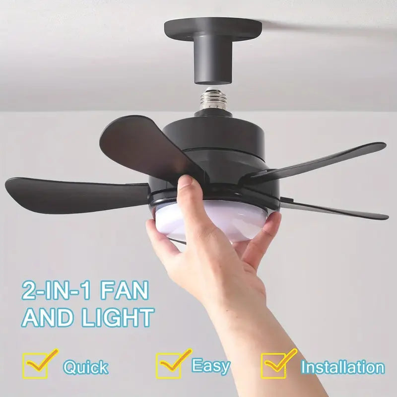 Compact Ceiling Fan Light with Remote Control | E26/E27 Easy Install Ceiling Fan for Any Room