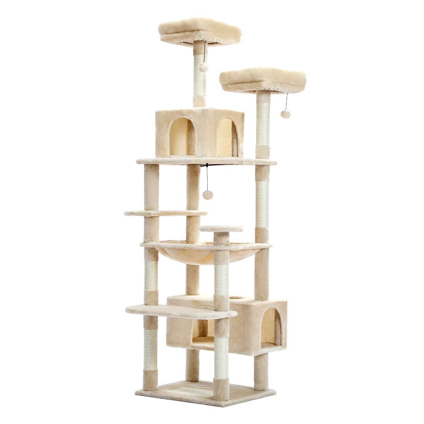 Large Multi-Level Cat Tree Tower for Indoor Cats - Plush Cat Condo with Scratching Posts, Boards, Perches, and Cozy Caves